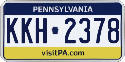 PA license plate KKH2378