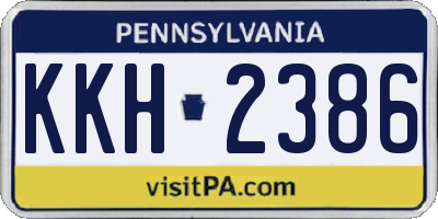 PA license plate KKH2386