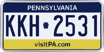 PA license plate KKH2531