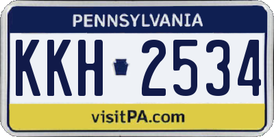 PA license plate KKH2534