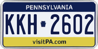 PA license plate KKH2602