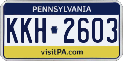 PA license plate KKH2603
