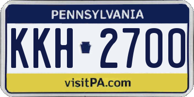 PA license plate KKH2700