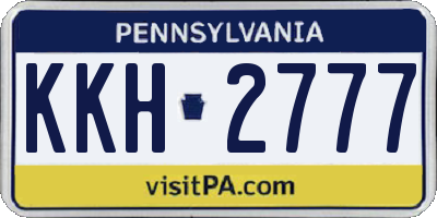 PA license plate KKH2777