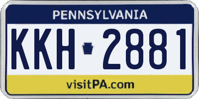 PA license plate KKH2881
