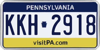PA license plate KKH2918