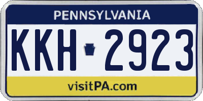 PA license plate KKH2923