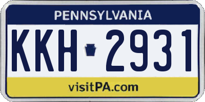 PA license plate KKH2931
