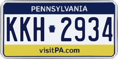 PA license plate KKH2934
