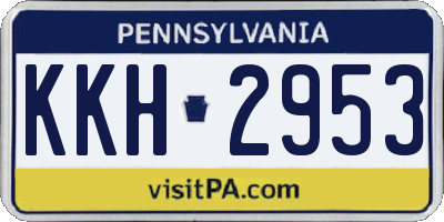 PA license plate KKH2953