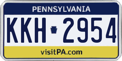 PA license plate KKH2954