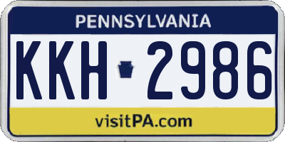 PA license plate KKH2986