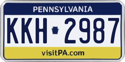 PA license plate KKH2987