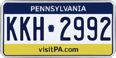 PA license plate KKH2992