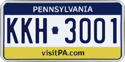 PA license plate KKH3001