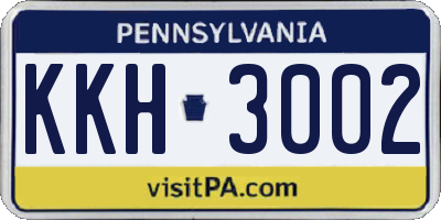 PA license plate KKH3002