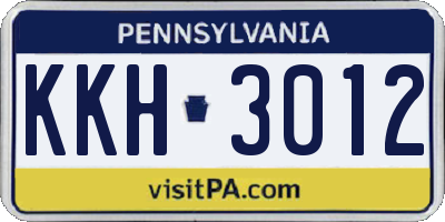 PA license plate KKH3012