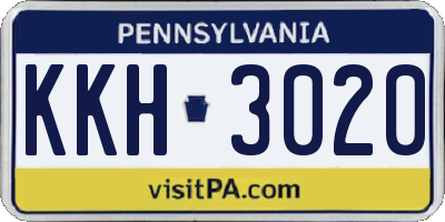 PA license plate KKH3020