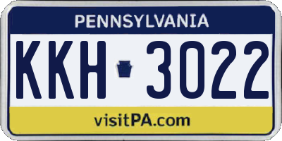 PA license plate KKH3022