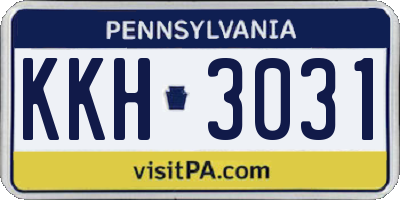 PA license plate KKH3031