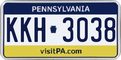 PA license plate KKH3038
