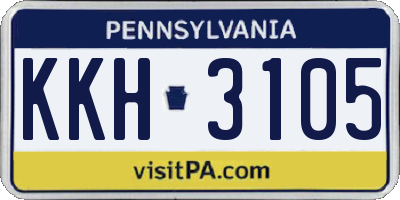 PA license plate KKH3105