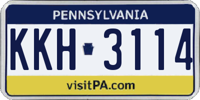 PA license plate KKH3114