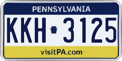PA license plate KKH3125