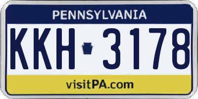 PA license plate KKH3178