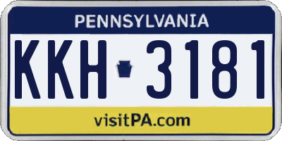 PA license plate KKH3181