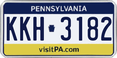 PA license plate KKH3182