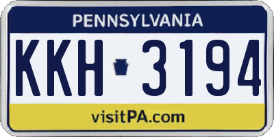 PA license plate KKH3194