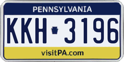PA license plate KKH3196