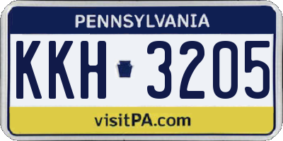 PA license plate KKH3205