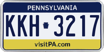 PA license plate KKH3217