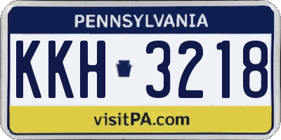 PA license plate KKH3218