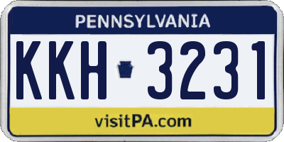 PA license plate KKH3231