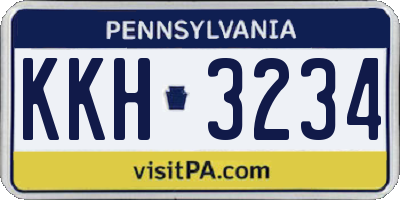 PA license plate KKH3234