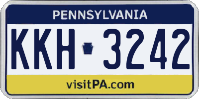 PA license plate KKH3242