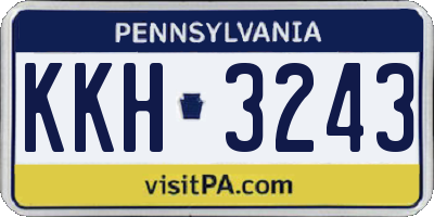PA license plate KKH3243