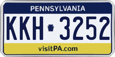 PA license plate KKH3252