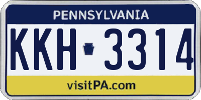 PA license plate KKH3314