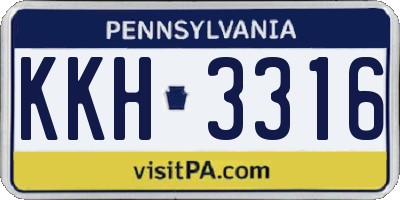 PA license plate KKH3316