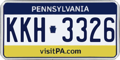 PA license plate KKH3326