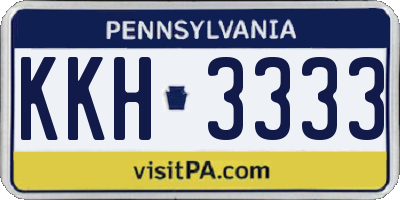 PA license plate KKH3333