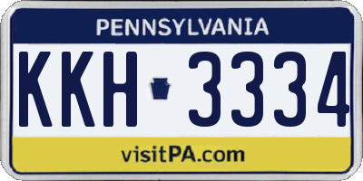 PA license plate KKH3334