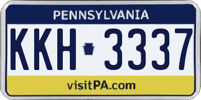 PA license plate KKH3337