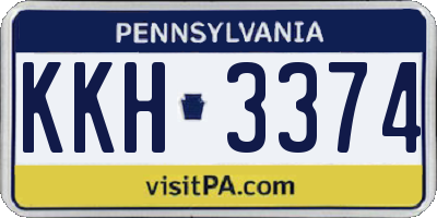 PA license plate KKH3374