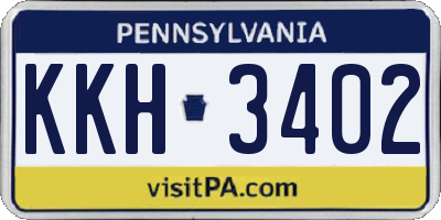 PA license plate KKH3402