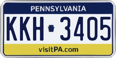 PA license plate KKH3405